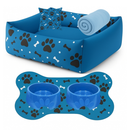Cama Caminha Pet Cachorro Gato Lavável + Almofada + Tapete + Manta + Comedouro Bebedouro