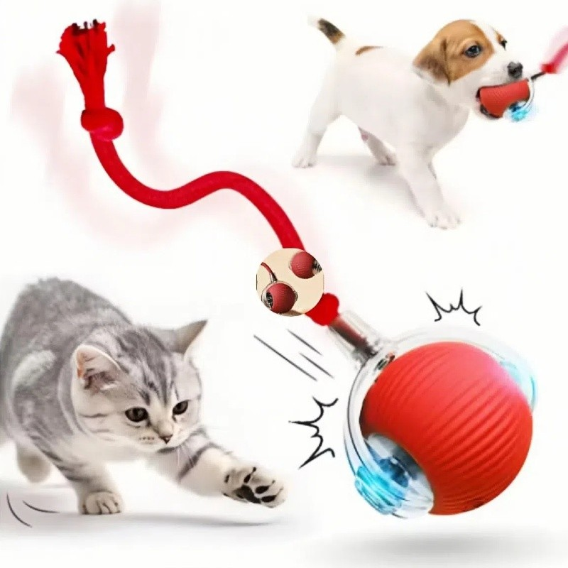 Brinquedos Inteligentes Para Gatos Bola De Rolamento Automática Cauda Falsa Recarregável Elétrico