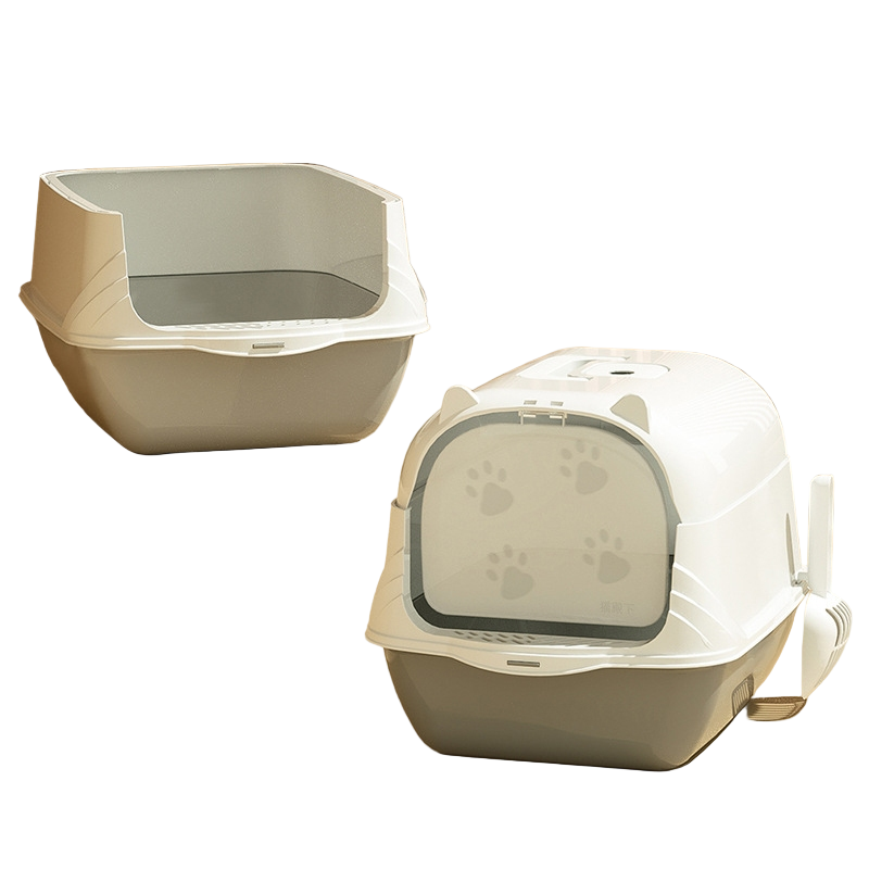 Kit Caixa de Areia Banheira Furba para Gatos Encantadora Alta Gigante com Comedouro e Pá higiênica