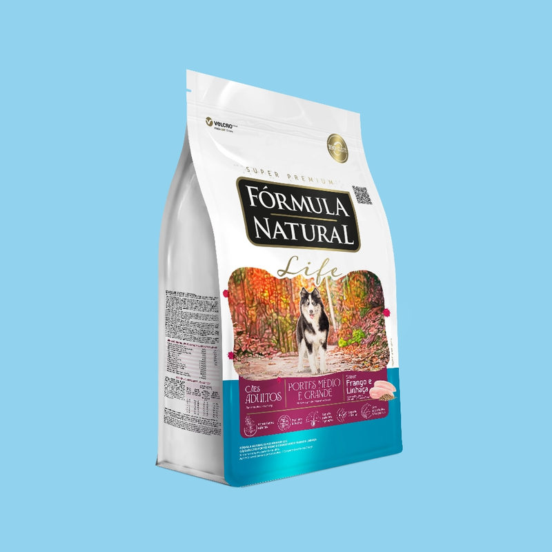 Ração Fórmula Natural Life Cães Adultos Porte Médio e Grande 15kg Adimax