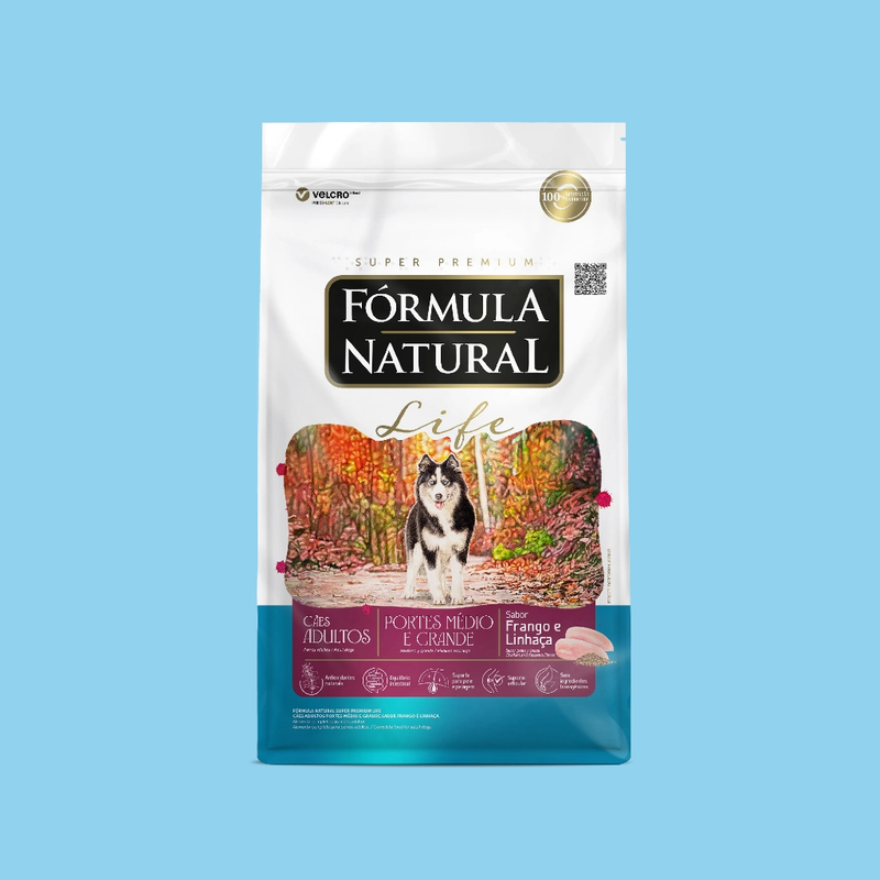 Ração Fórmula Natural Life Cães Adultos Porte Médio e Grande 15kg Adimax