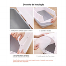 Kit Caixa de Areia Banheira Furba para Gatos Encantadora Alta Gigante com Comedouro e Pá higiênica