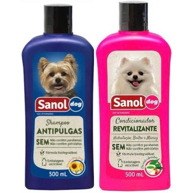 Kit Sanol Shampoo Antipulgas 500ml + Condicionador Sanol 500ml