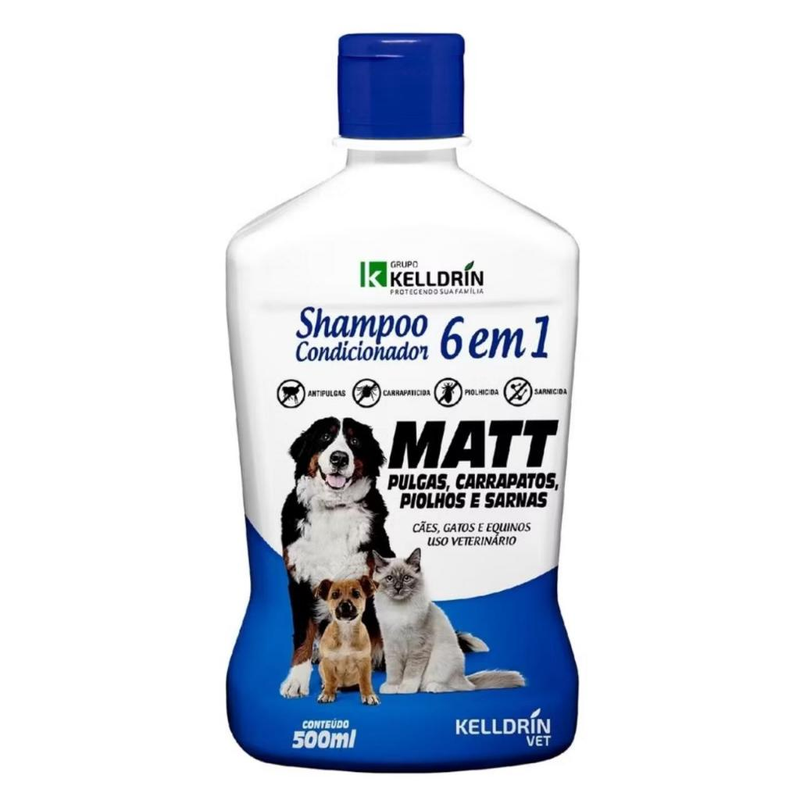 Shampoo e Condicionador AntiPulgas Carrapatos Matt 6 em 1 500ml