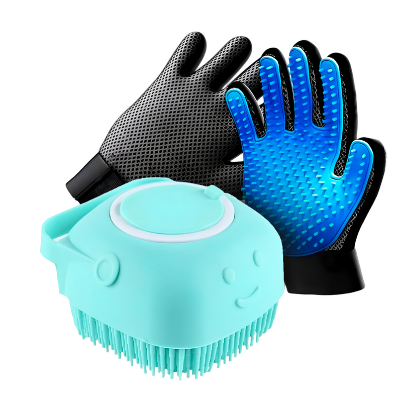 Kit de Higiene para Cães e Gatos – Luva Tira Pelos + Escova Massageadora