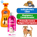 Kit Shampoo Anti Pulgas e Carrapatos + Condicionador Desembaraçador para Cachorro e Gato Genial Pet