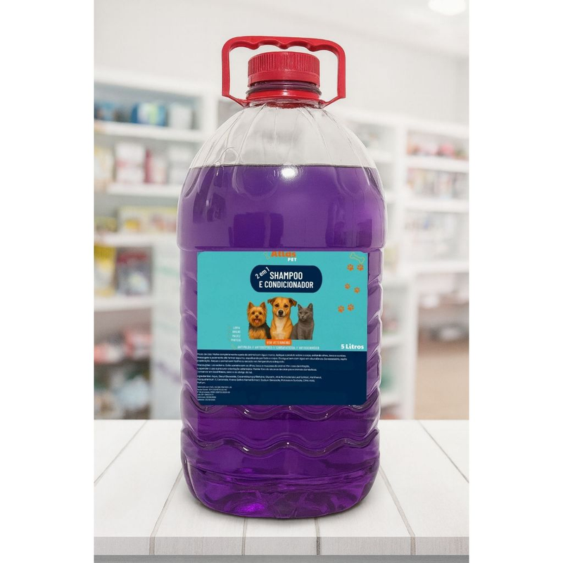 Shampoo Pet 5L Antipulgas e Condicionador 2 em 1- Lavanda- ENVIO IMEDIATO