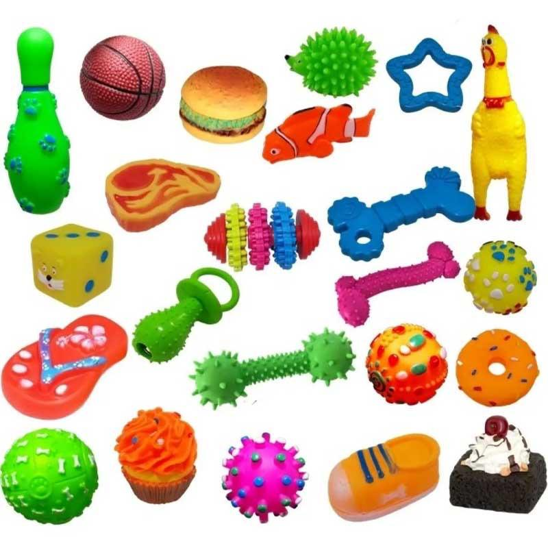 Kit 10 Mordedores Pet Brinquedos Diversos Para Cachorros Pequenos com Galinha