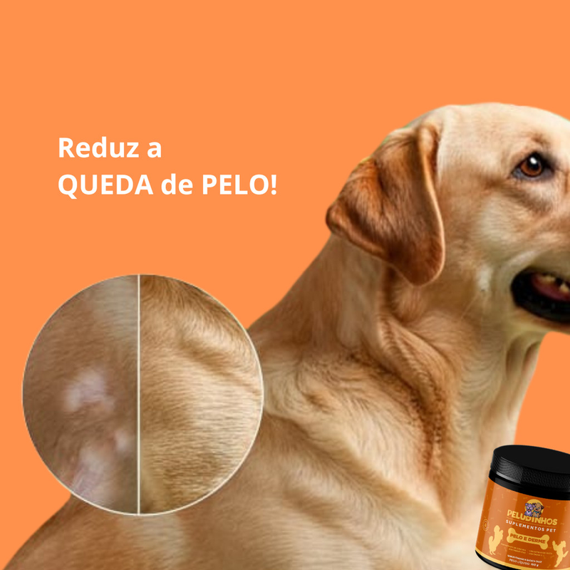Suplemento Vitamina PELUDINHOS p/ Cachorro PELO e DERME Saboroso Dermatite Queda Derme Brilho Formato de Ossinho