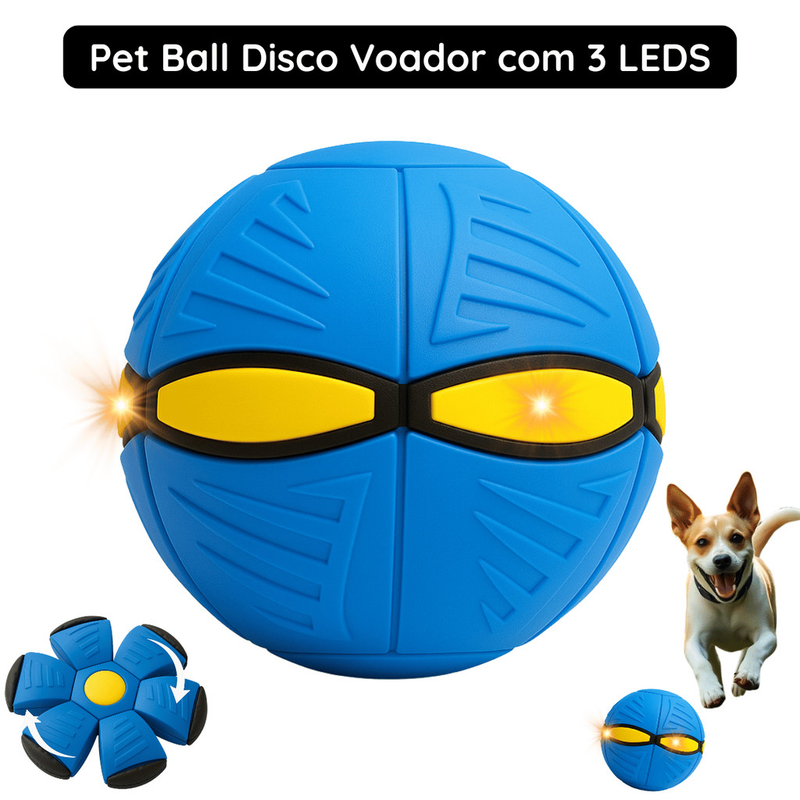 Bola Pet Mágica Disco que Pula com 3 LED para Filhotes e Cachorros